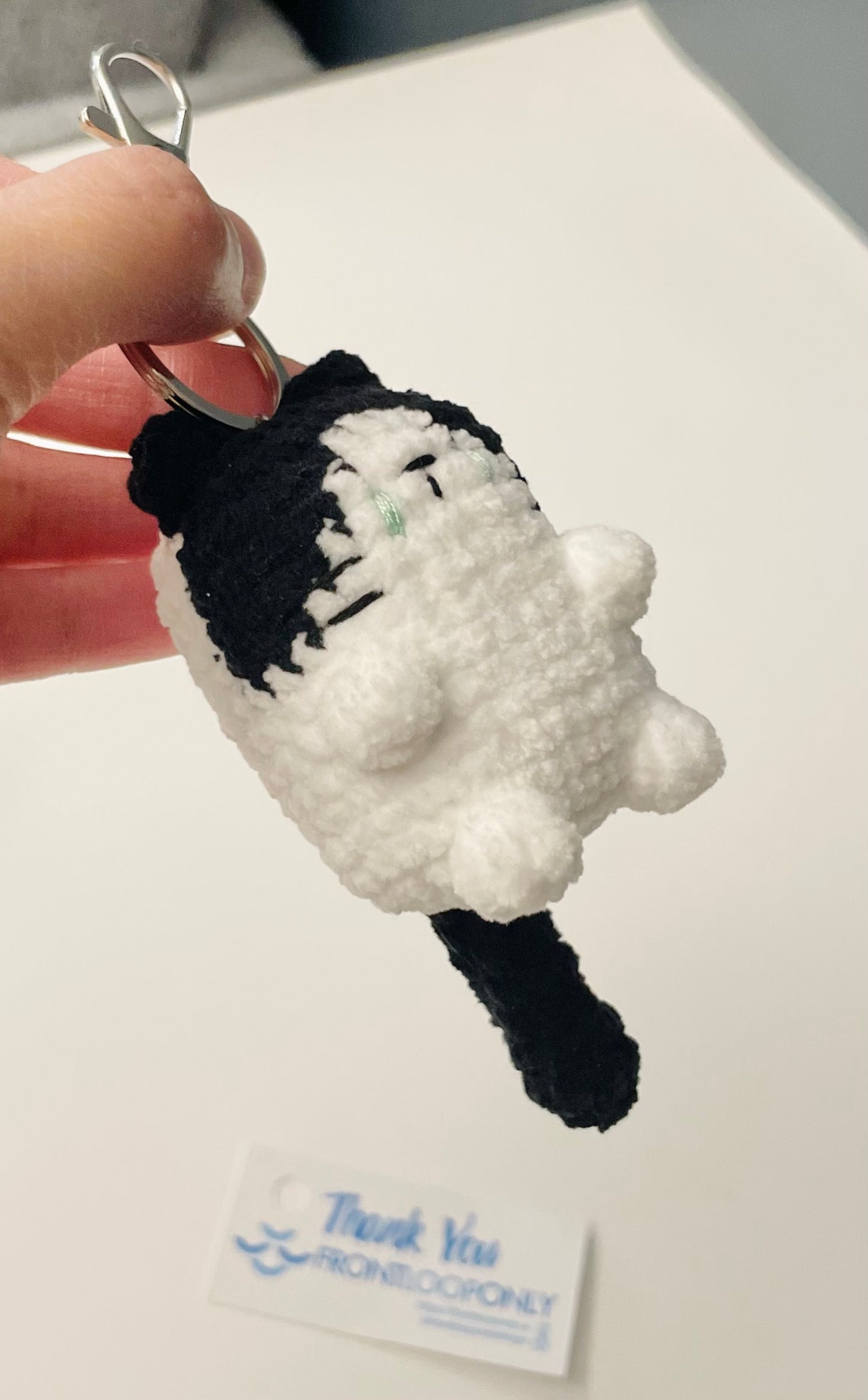 Crochet Cat Keychain | Handmade Cat Charm | Plush Mini Cat Keyring | Custom Color Cat Gift for Cat Lovers