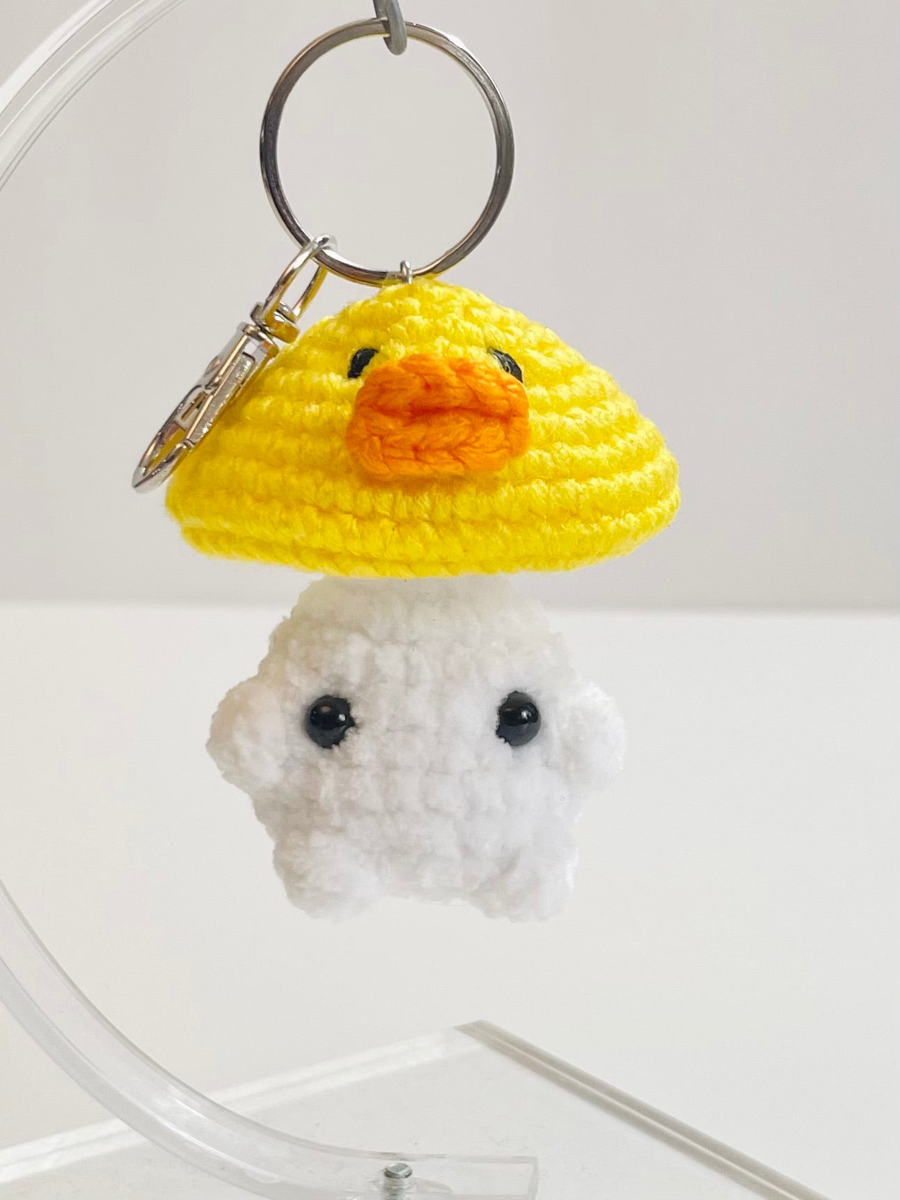 Crochet Baby Mushroom Keychain, Handmade Kawaii Amigurumi Frog, Duck, Bunny Strawberry Bag Charm