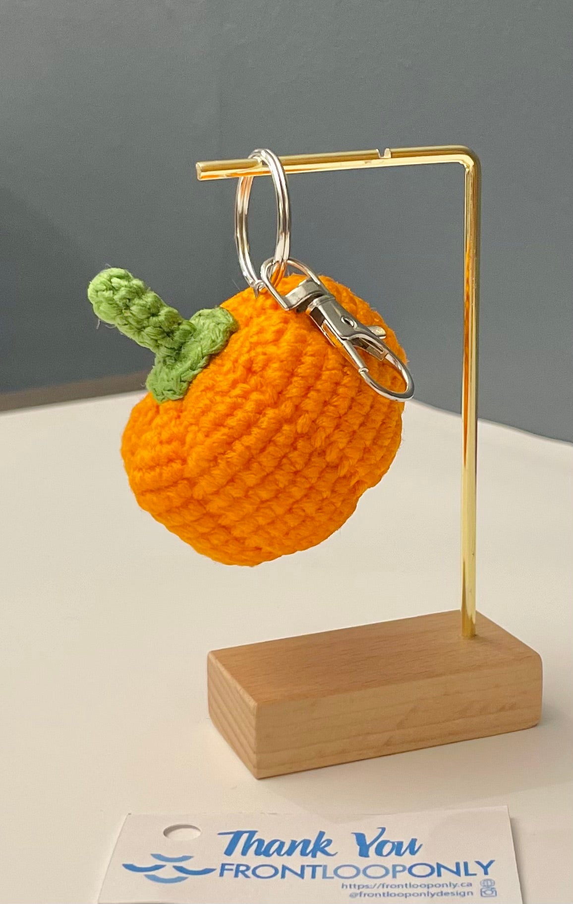 Crochet Pumpkin Keychain, Handmade Fall Bag Charm, Autumn Accessory (2.2 inch)