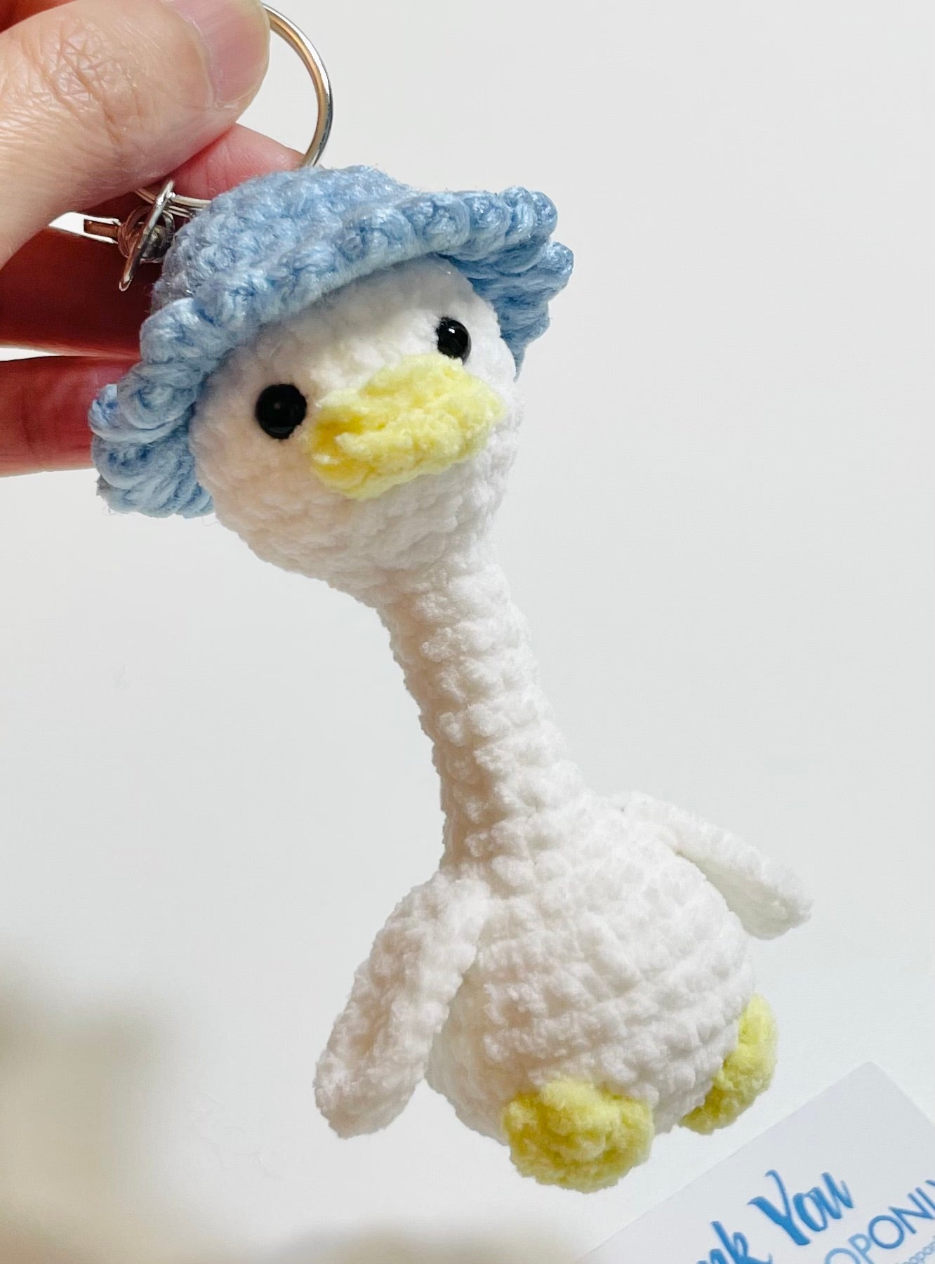 Crochet Mother Duck Keychain with Bandana or Hat | Handmade Amigurumi Duck Bag Charm | Animal Keychain Gift