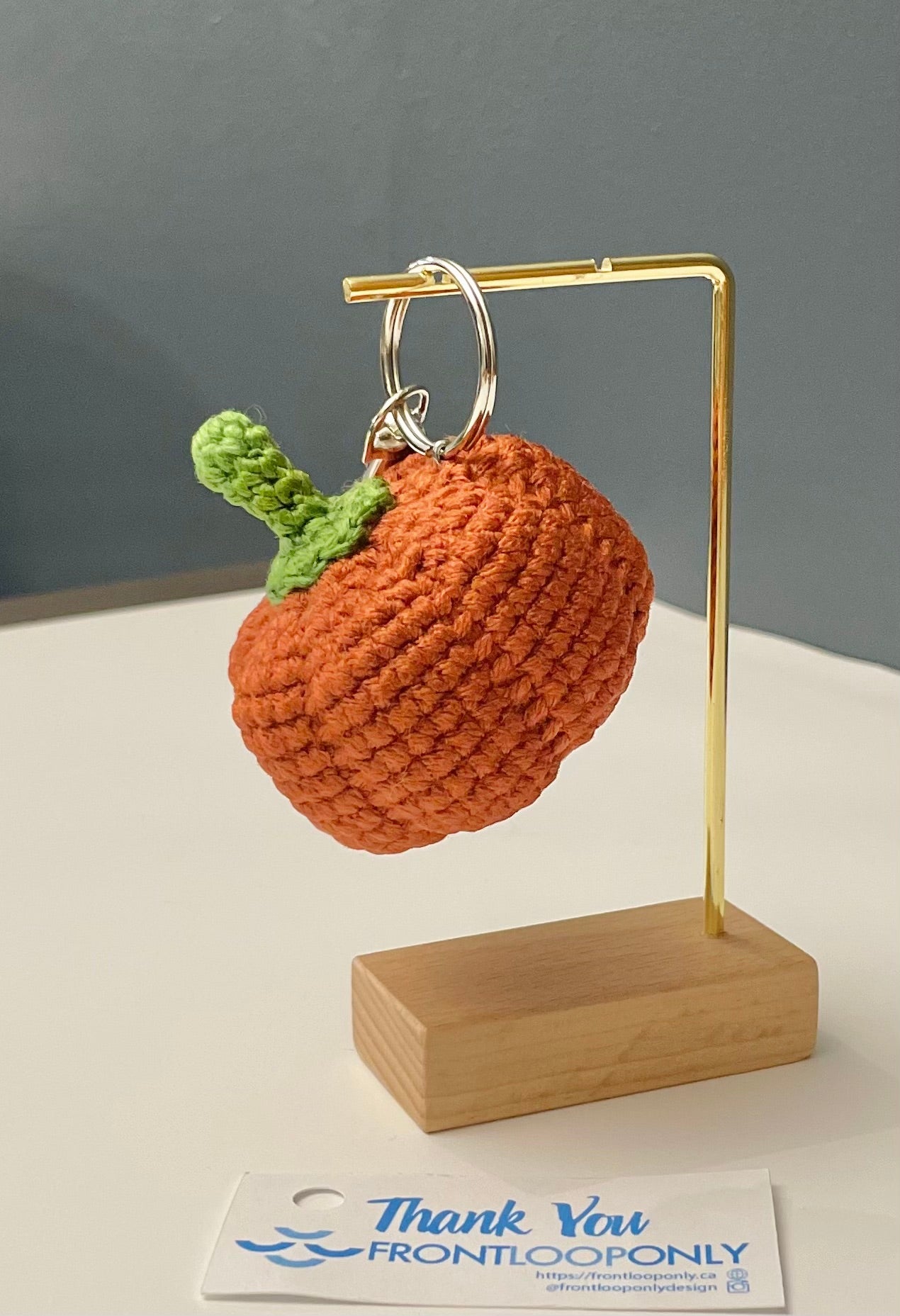 Crochet Pumpkin Keychain, Handmade Fall Bag Charm, Autumn Accessory (2.2 inch)