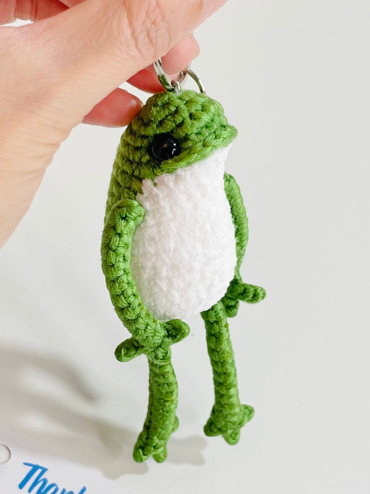 Crochet Frog Keychain - Handmade Frog Amigurumi, Cute Animal Bag Charm