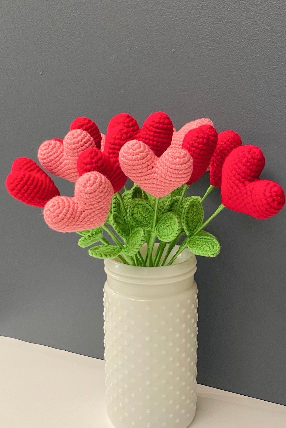 Crochet Heart Flower – Valentine’s Day Gift, Handmade Love Flower, Romantic Decor