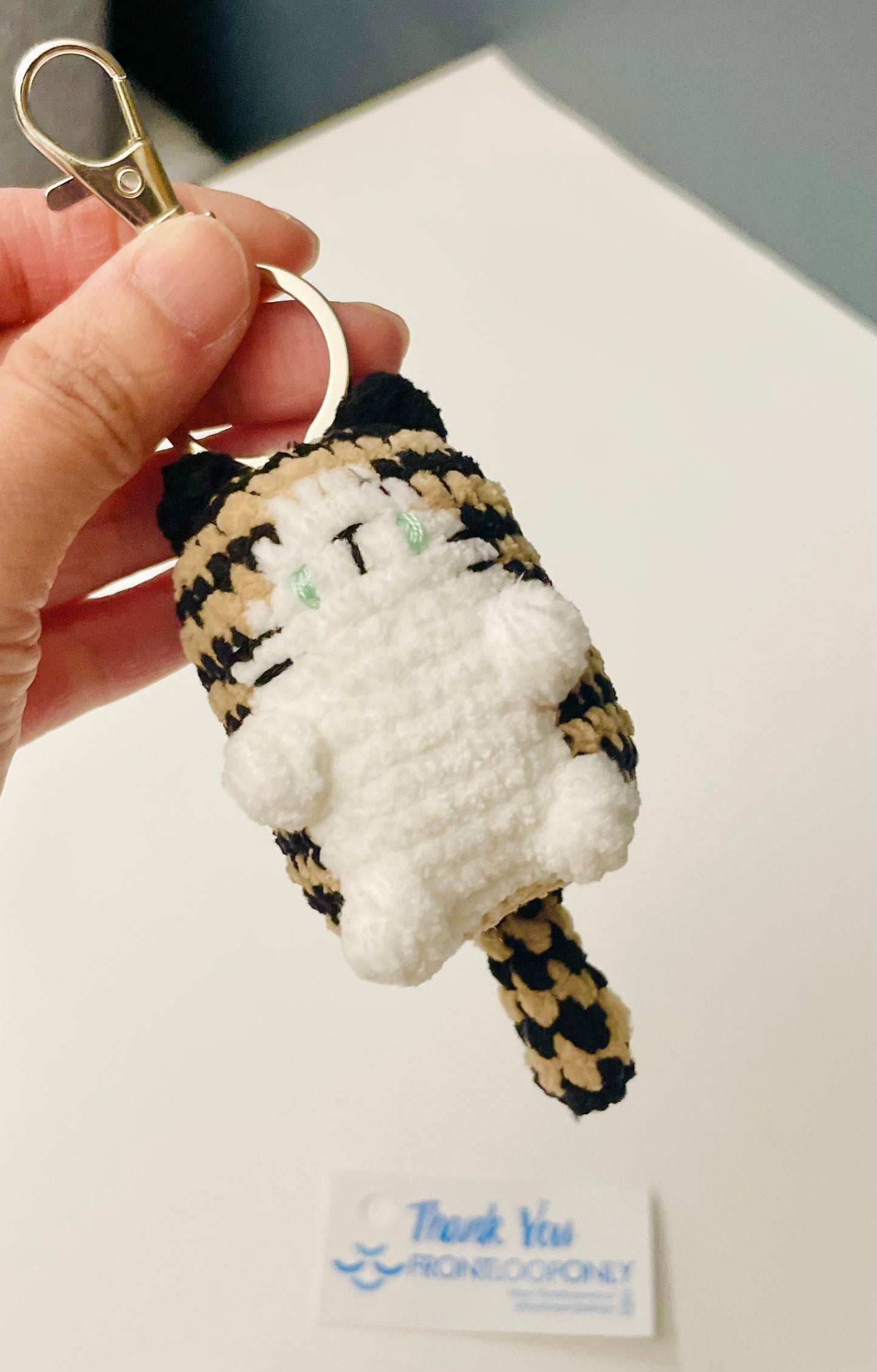 Crochet Cat Keychain | Handmade Cat Charm | Plush Mini Cat Keyring | Custom Color Cat Gift for Cat Lovers