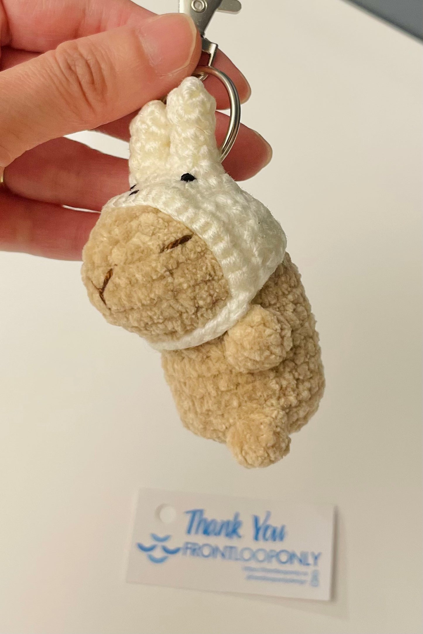 Capybara Keychain: Handmade Crochet Chill Animal with Hat