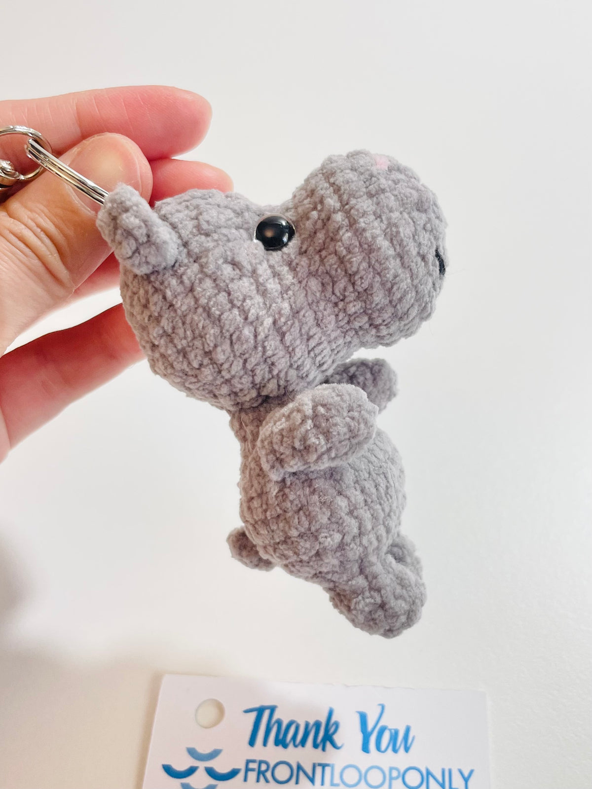 Crochet Hippo Keychain, Hippopotamus Bag Charm, Amigurumi Animal, Backpack Accessory, Handmade Encouragement Gift