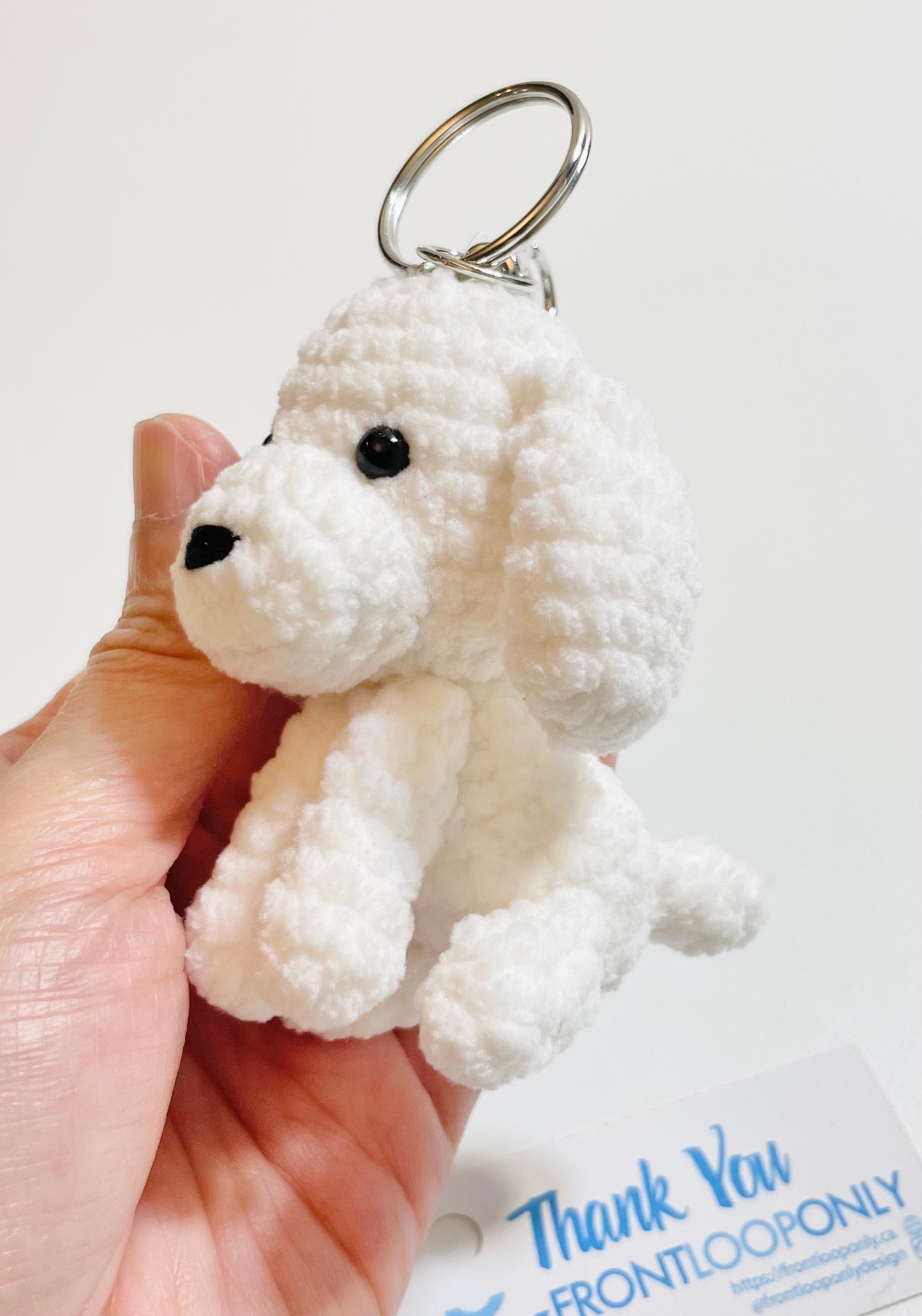 Crochet Poodle Keychain, Handmade Amigurumi Dog Keychain, Cute White Poodle Plush Bag Charm Gift