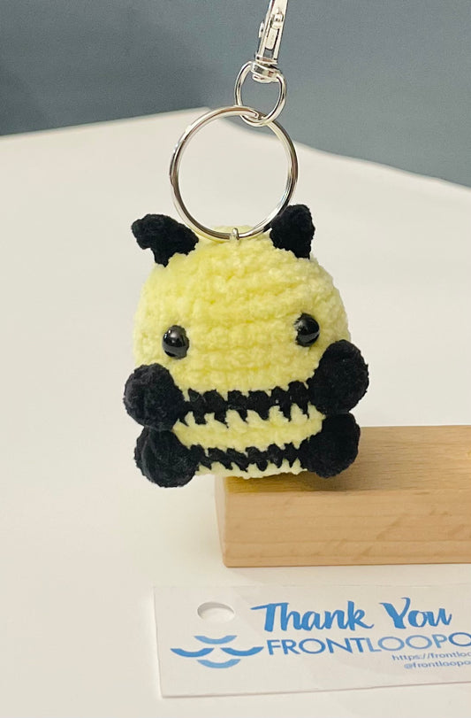 Crochet Bee Plushie Keychain, Mini Handmade Bee Amigurumi, Bag Charm, Keyring Gift