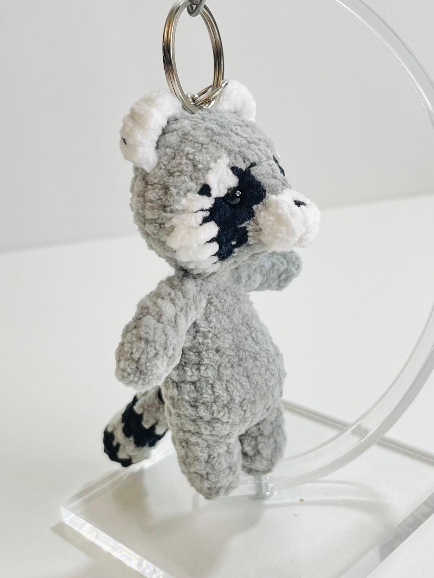 Crochet Raccoon Keychain | Amigurumi Woodland Animal Bag Charm