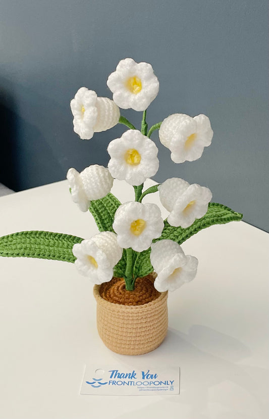 Crochet Lily of the Valley Flower Pot - Handmade Floral Decor