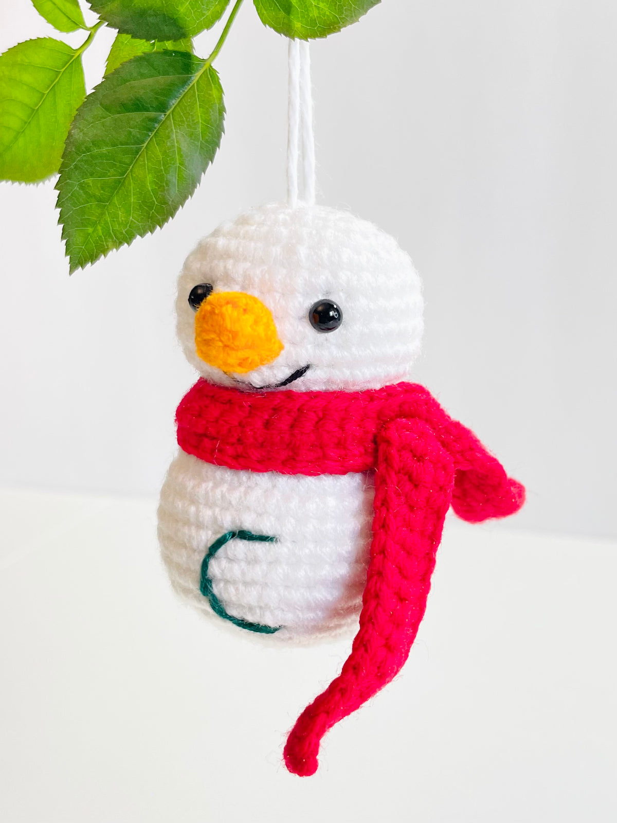 Personalized Crochet Snowman Ornament, Customized Christmas Keepsake, Handmade Tree Decoration