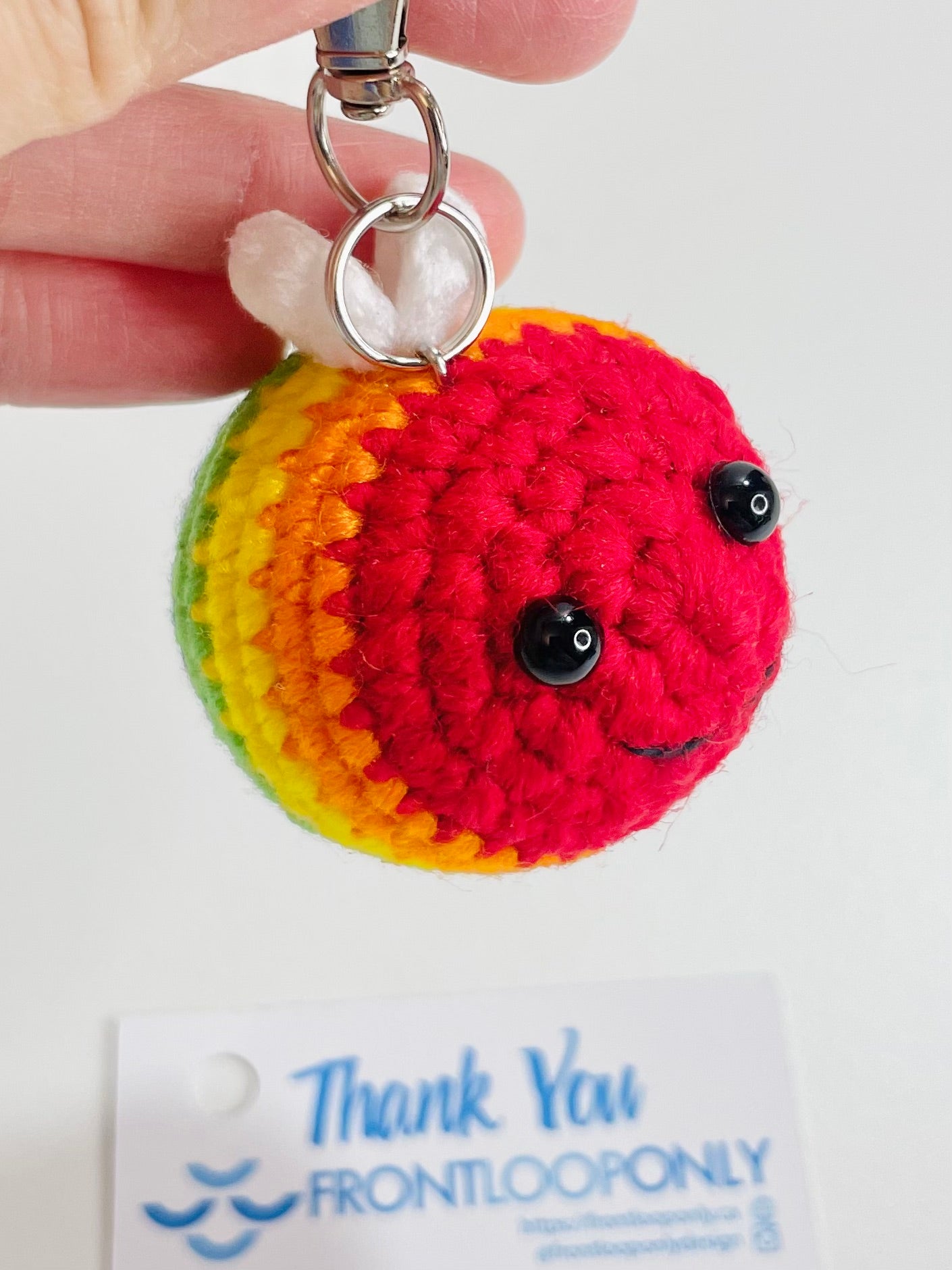 Crochet Rainbow Bee Keychain, Bag Charm, Kawaii Amigurumi, Backpack Accessory Gift