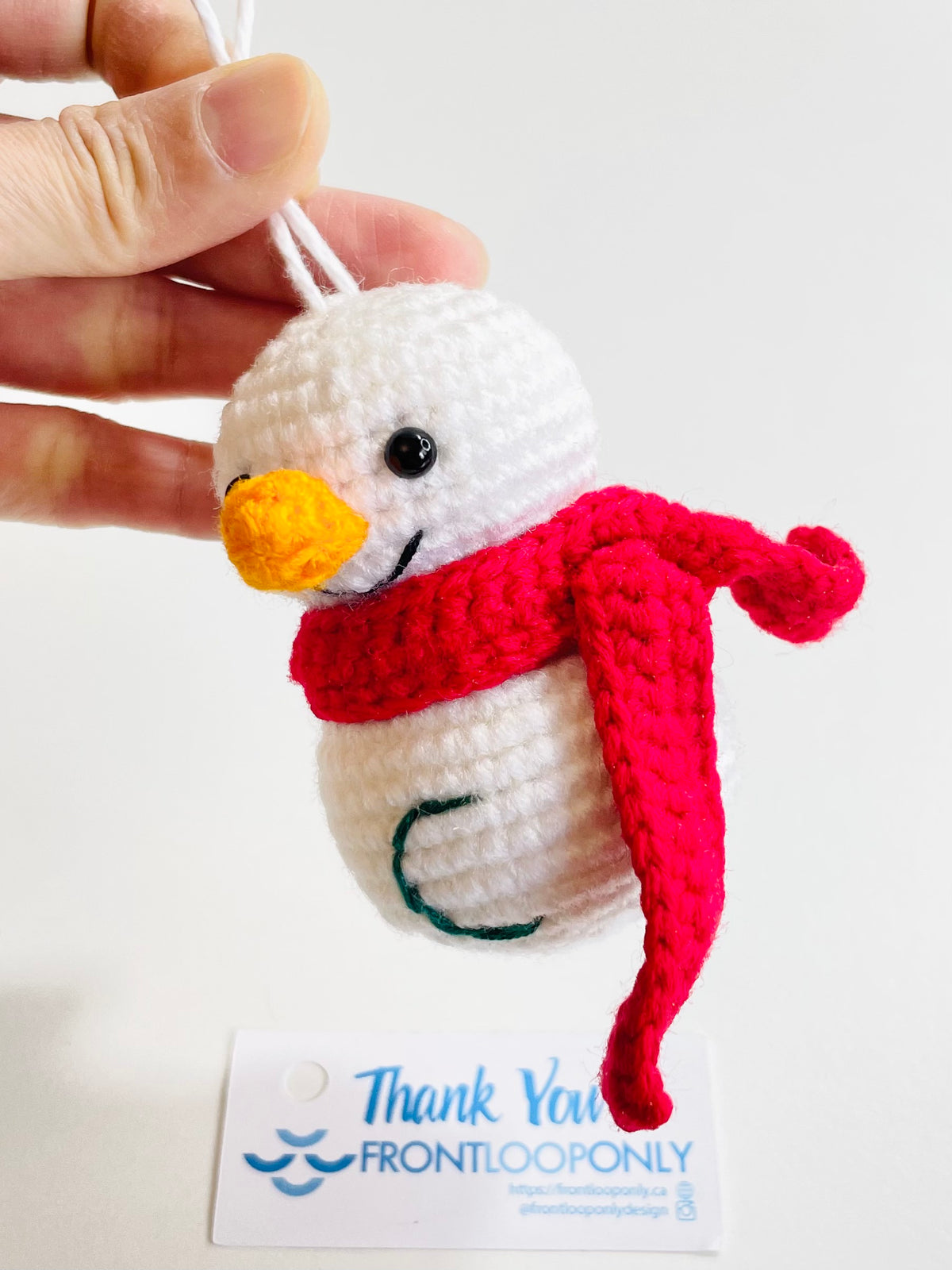 Personalized Crochet Snowman Ornament, Customized Christmas Keepsake, Handmade Tree Decoration