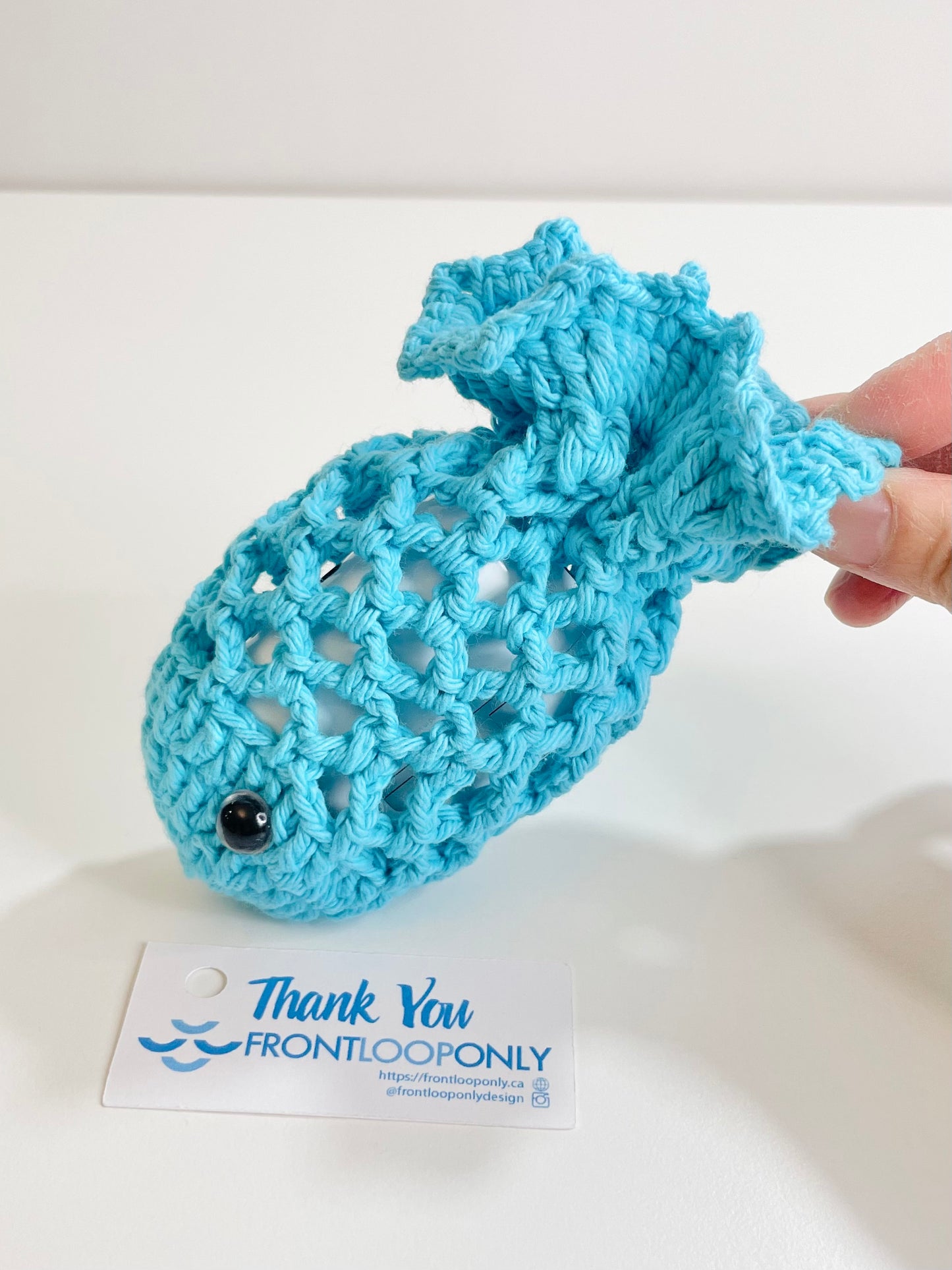 Crochet Fish AirPods Pouch | Handmade Cotton Yarn Earbud Case | Kawaii Fish Bag Holder