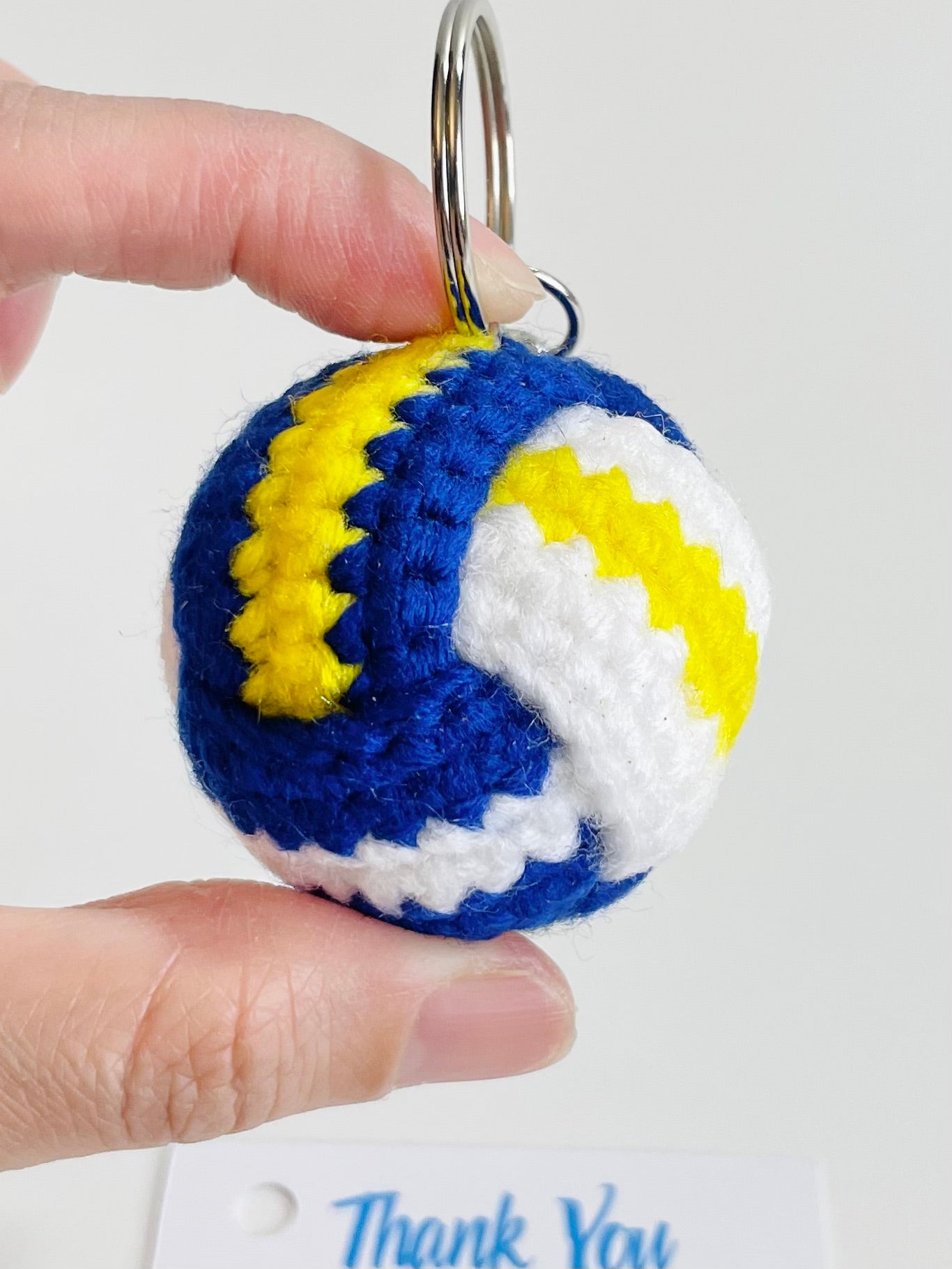 Crochet Football or Volleyball Keychain | Handmade Sports Keychain | Athlete, Coach, Team Gift | Backpack Charm