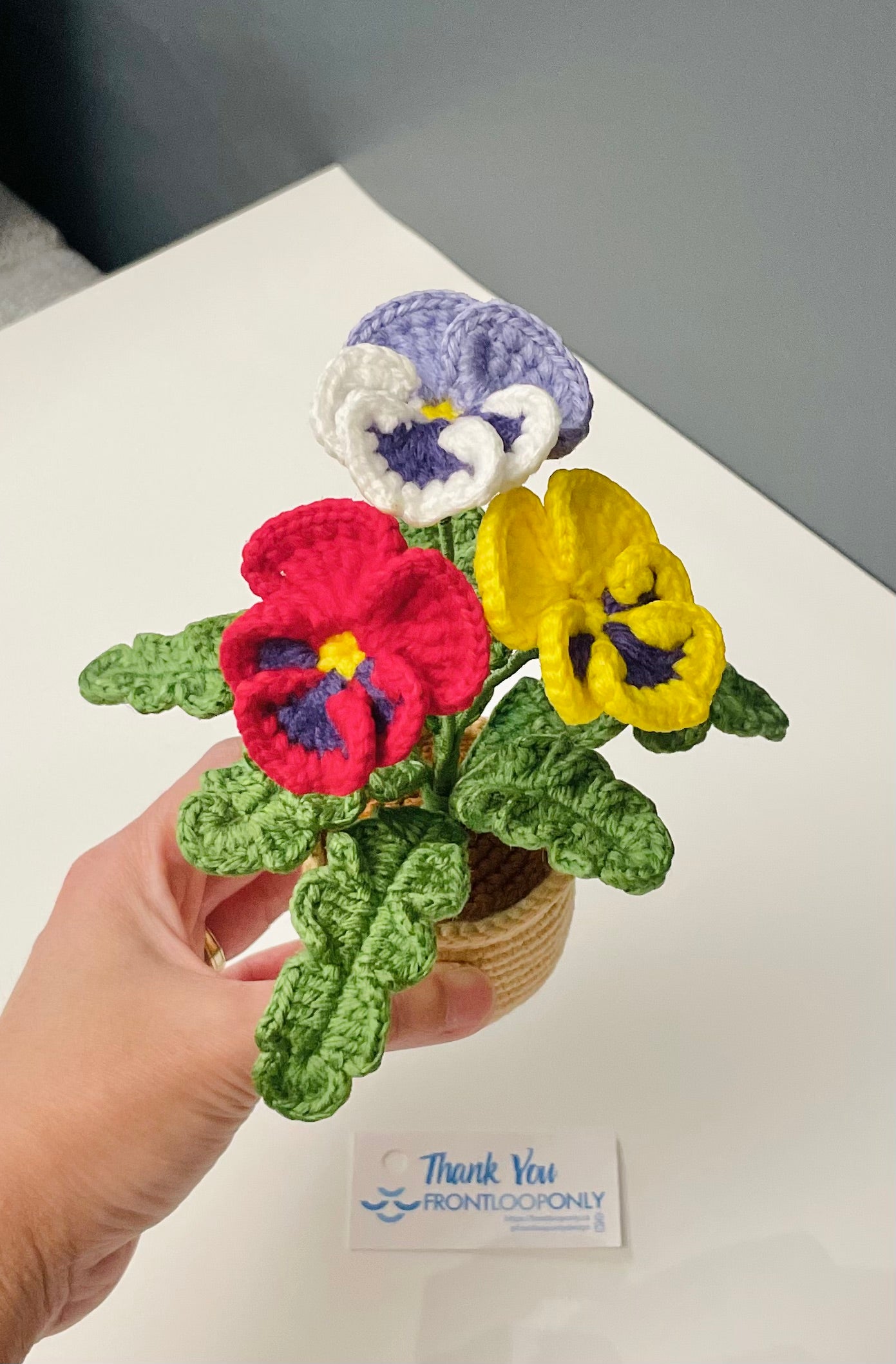 Crochet Pansy Flower Pot – Botanical Home Décor