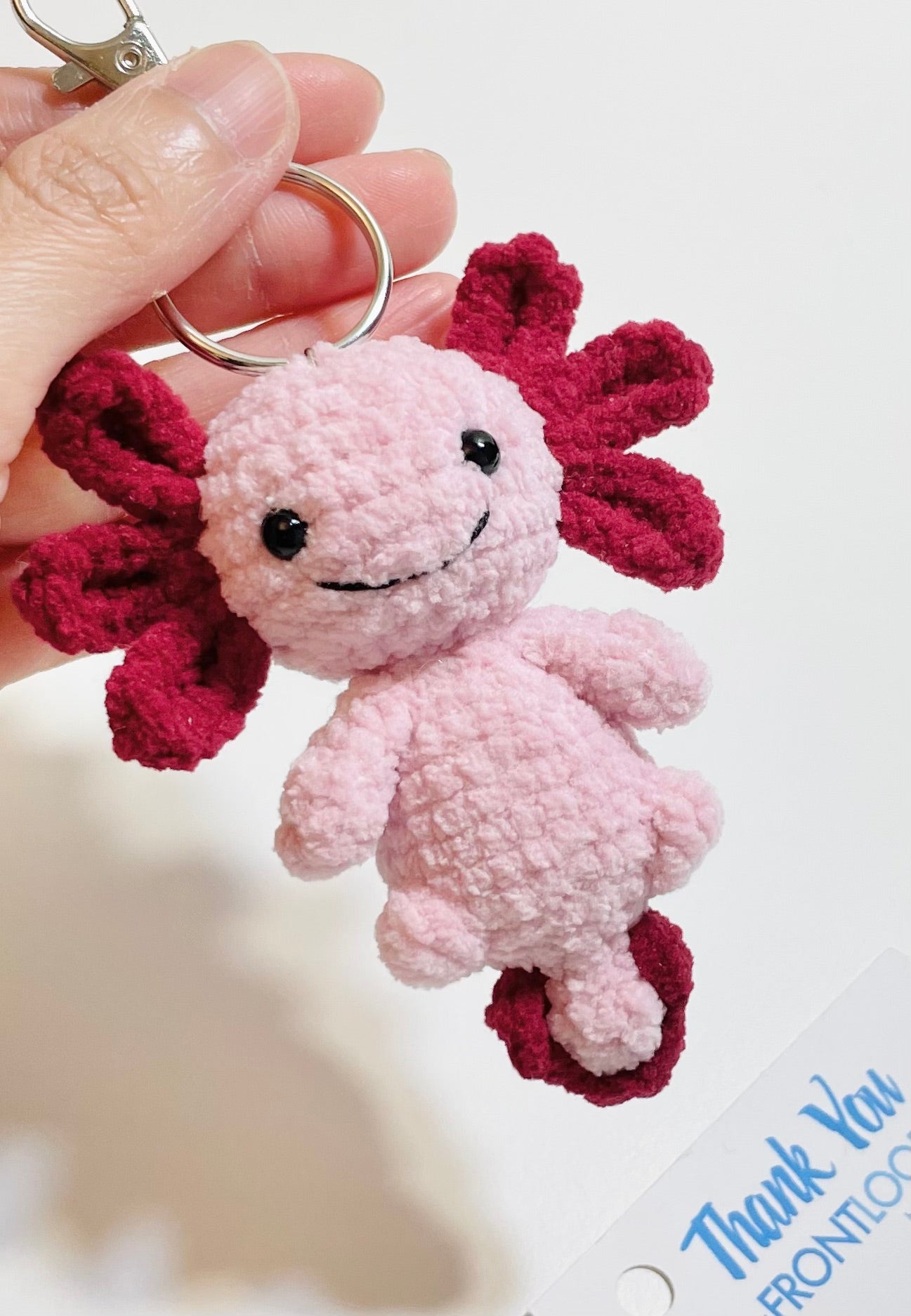 Crochet Axolotl Keychain, Kawaii Amigurumi Bag Charm, Axolotl Lover Gift