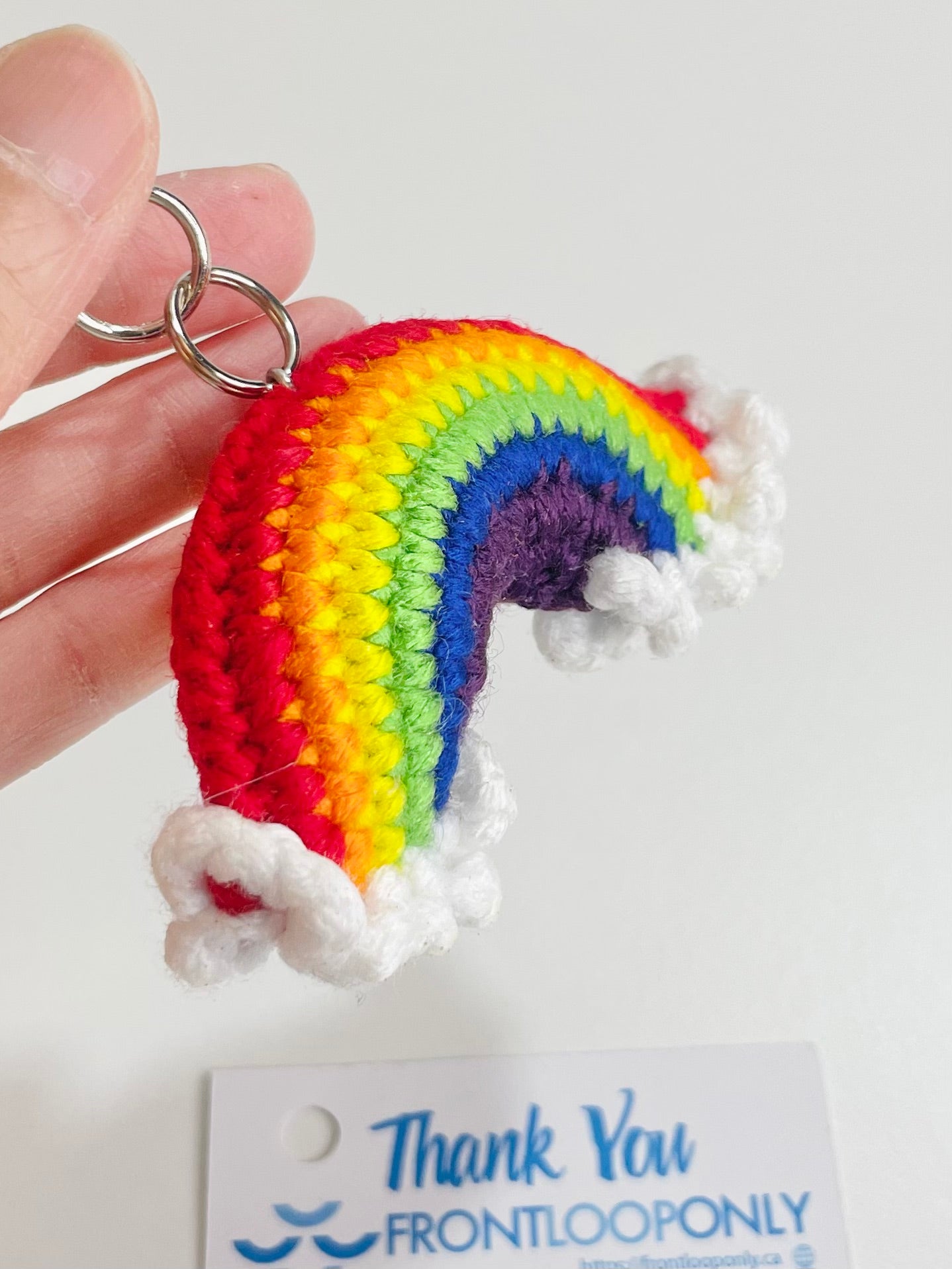 Crochet Rainbow Keychain, Handmade Bag Charm, backpack Accessory