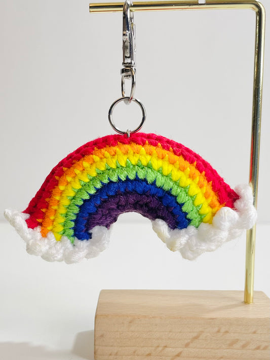 Crochet Rainbow Keychain, Handmade Bag Charm, backpack Accessory
