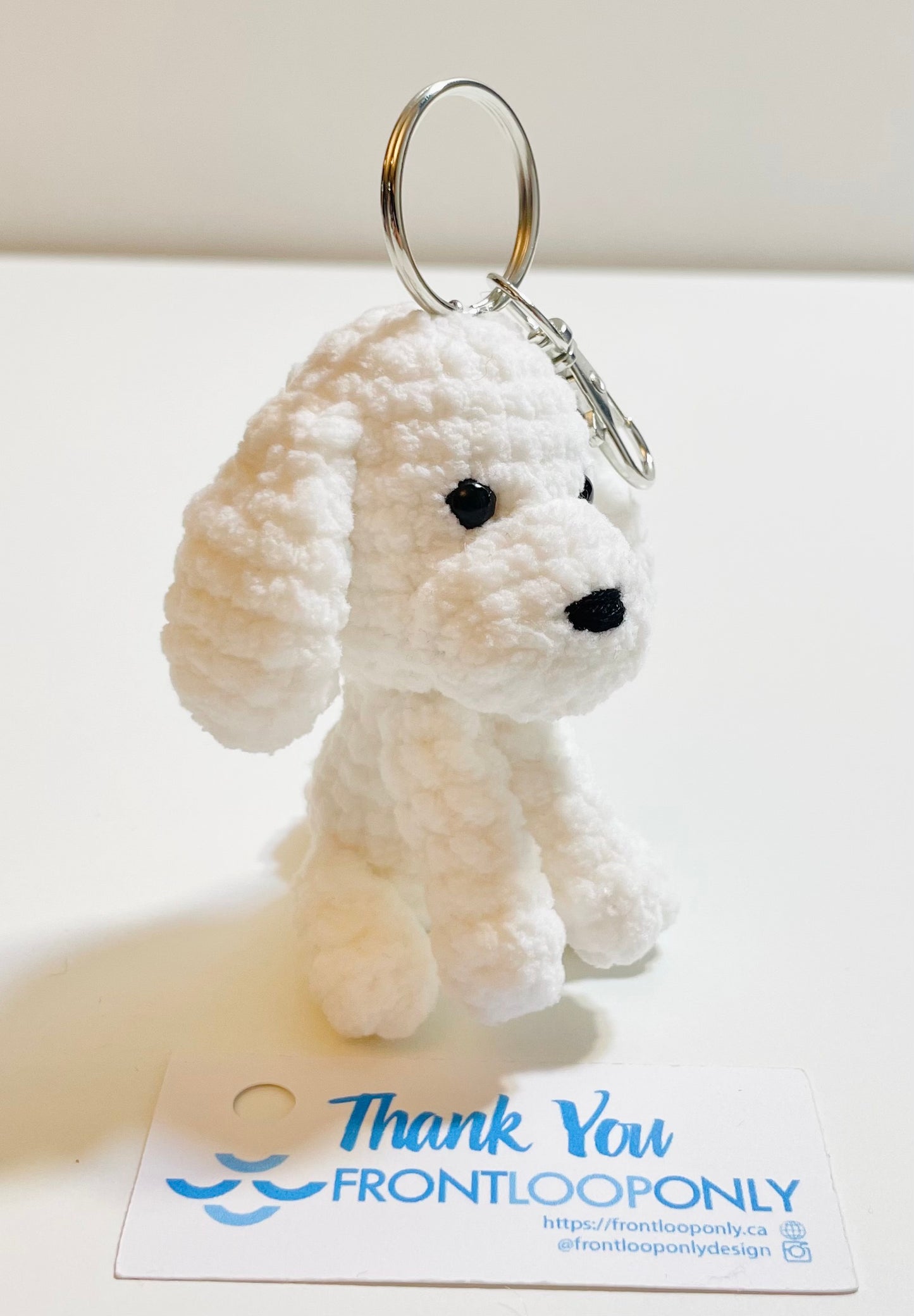 Crochet Poodle Keychain, Handmade Amigurumi Dog Keychain, Cute White Poodle Plush Bag Charm Gift
