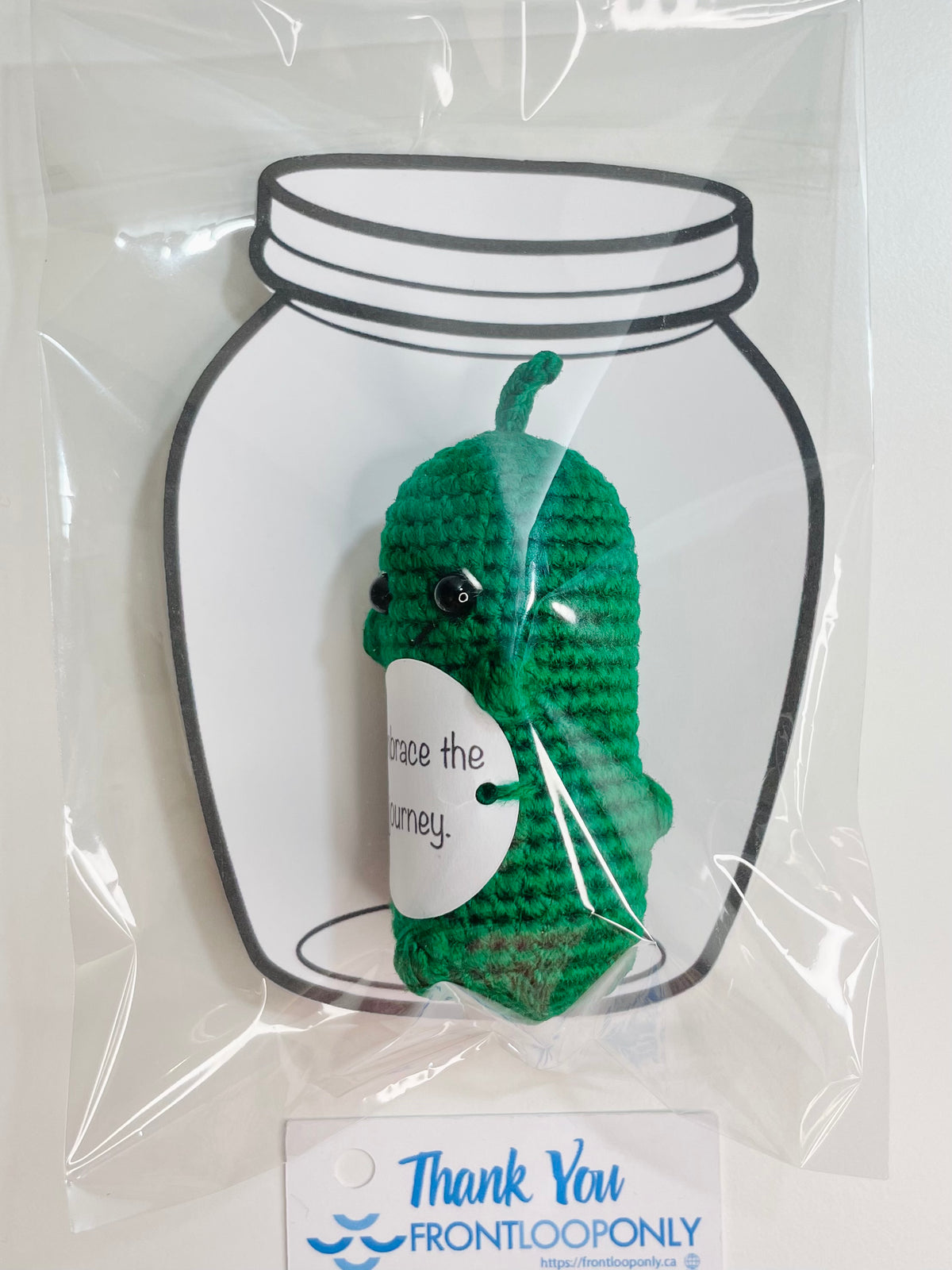Crocheted Positive Pickle – Amigurumi Emotional Support Desk Buddy with Inspirational Card