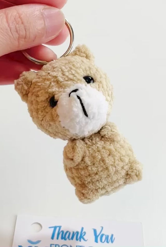 Crochet Baby Bear Keychain, Plush Amigurumi Bag Charm, Kawaii Animal Keyring